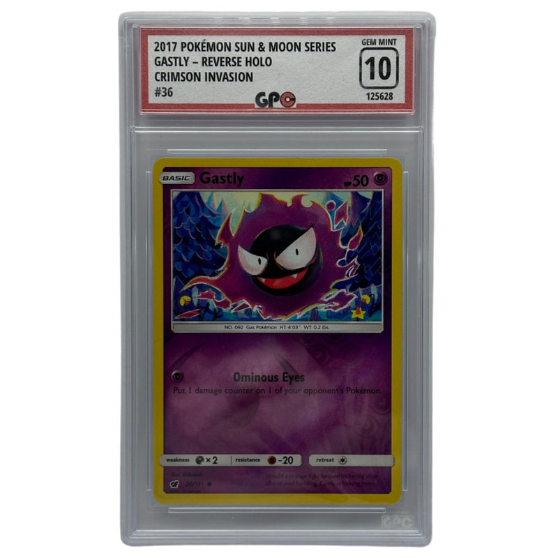 GPC 10 Gastly Reverse Holo #36 | 2017 Sun & Moon Series | Crimson Invasion Set
