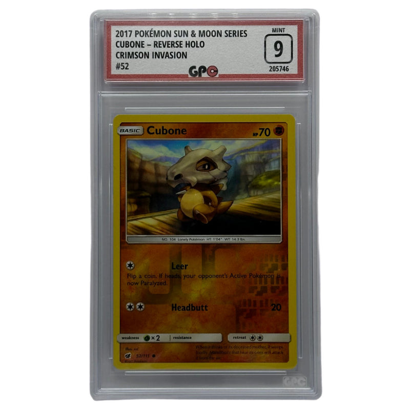 GPC 9 Cubone Reverse Holo #52 | 2017 Sun & Moon Series | Crimson Invasion Set