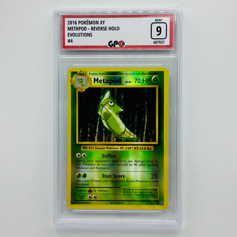 GPC 9 Metapod Reverse Holo #4 2016 XY Series Evolutions Set