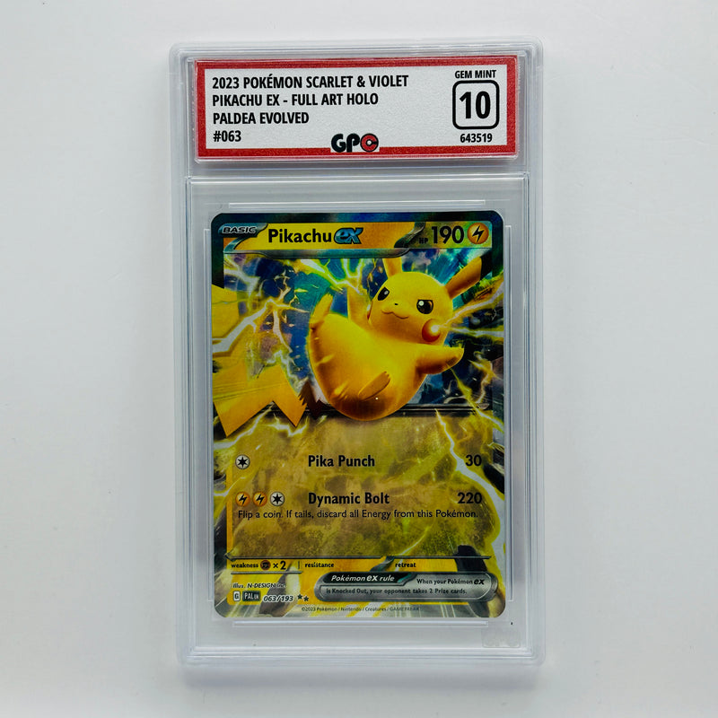 GPC 10 Pikachu EX Full Art Holo #063 2023 S&V Series Paldea Evolved Set