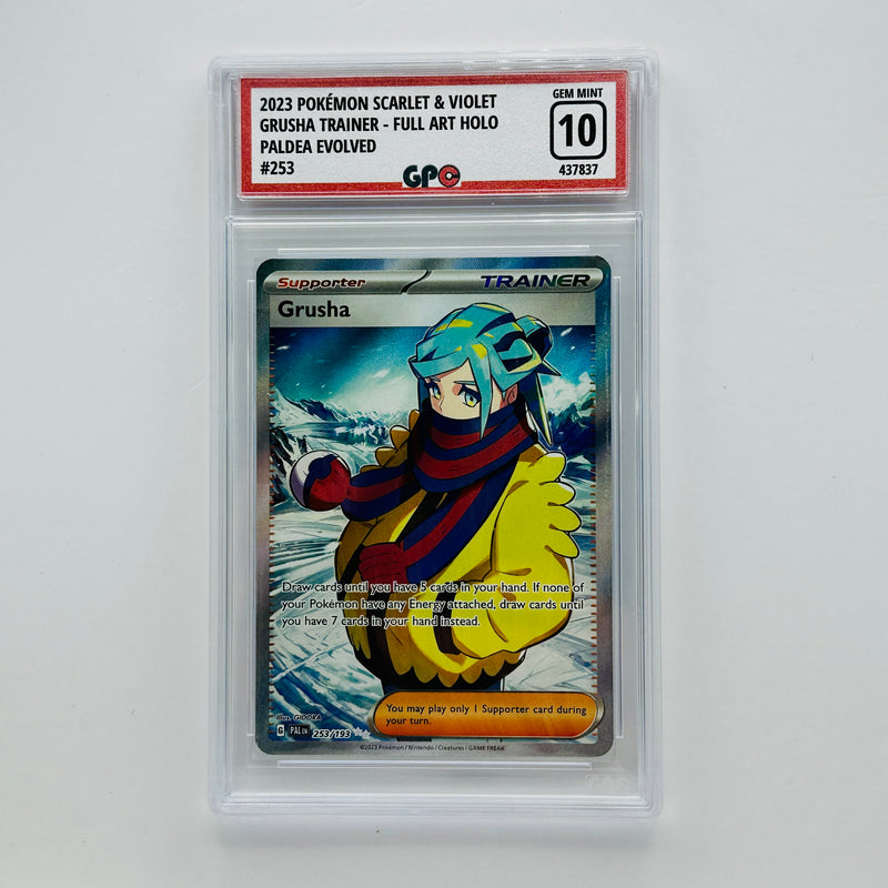GPC 10 Grusha Trainer Full Art Holo #253 2023 S&V Series Paldea Evolved Set