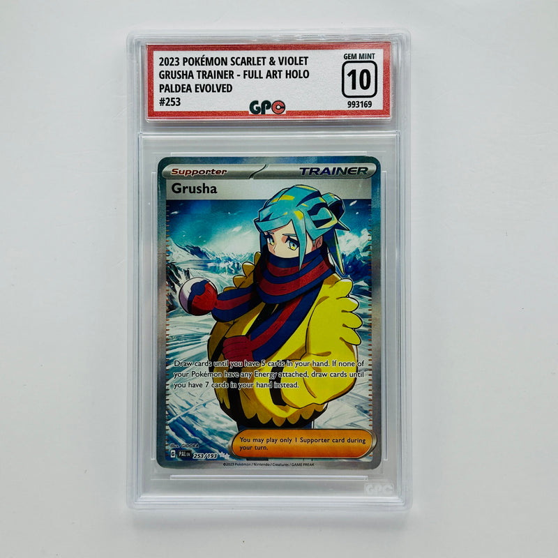 GPC 10 Grusha Trainer Full Art Holo #253 2023 S&V Series Paldea Evolved Set