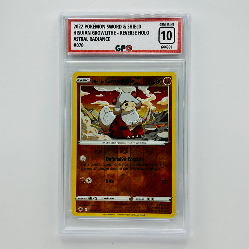 GPC 10 Hisuian Growlithe Reverse Holo #070 2022 SWSH Series Astral Radiance Set