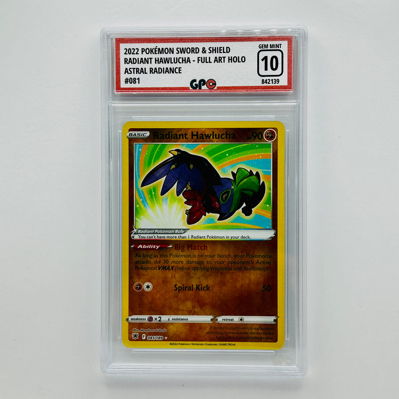 GPC 10 Radiant Hawlucha Full Art Holo #081 2022 SWSH Series Astral Radiance Set