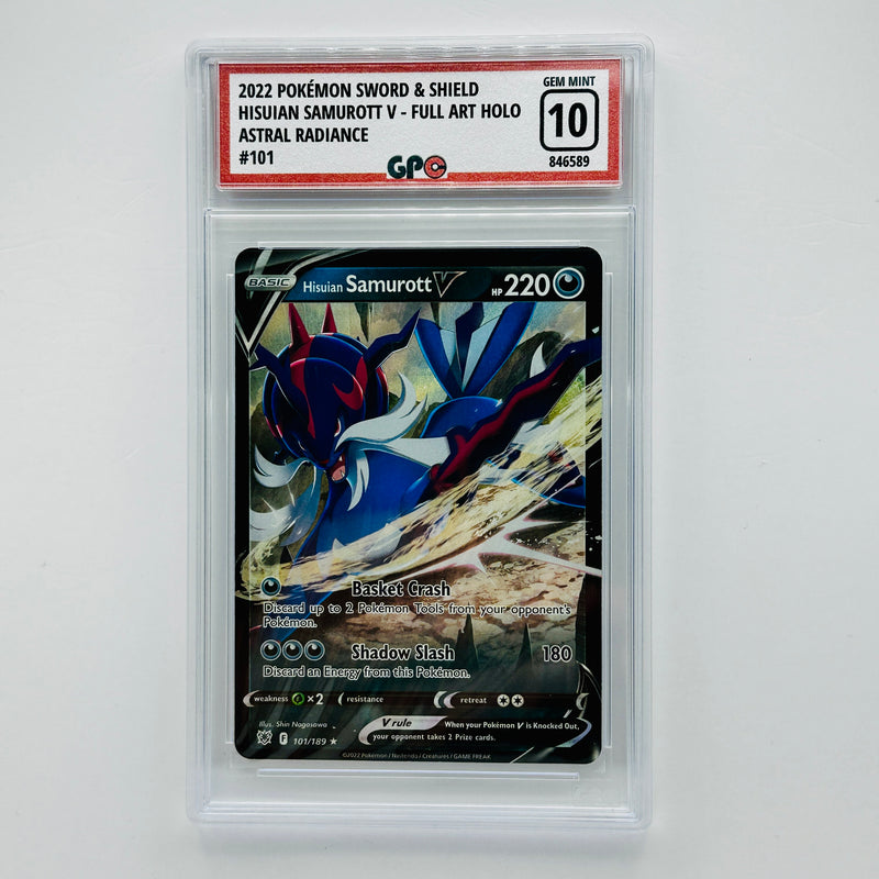 GPC 10 Hisuian Samurott V Full Art Holo #101 2022 SWSH Series Astral Radiance Set
