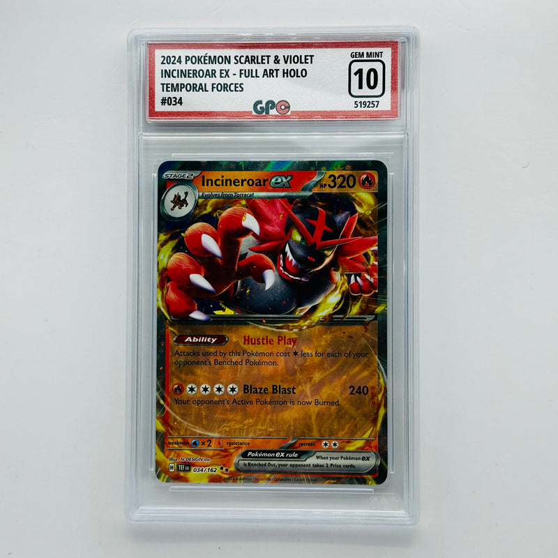 GPC 10 Incineroar Ex Full Art Holo #034 2024 S&V Series Temporal Forces Set