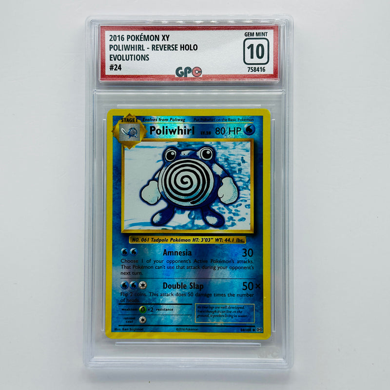 GPC 10 Poliwhirl Reverse Holo #24 2016 XY Series Evolutions Set