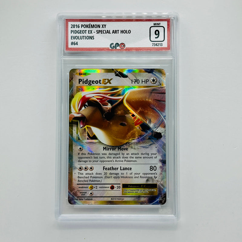 GPC 9 Pidgeot EX Special Art Holo #64 2016 XY Series Evolutions Set