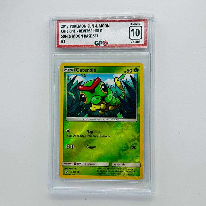 GPC 10 Caterpie Reverse Holo #1 2017 S&M Series Sun & Moon Base Set