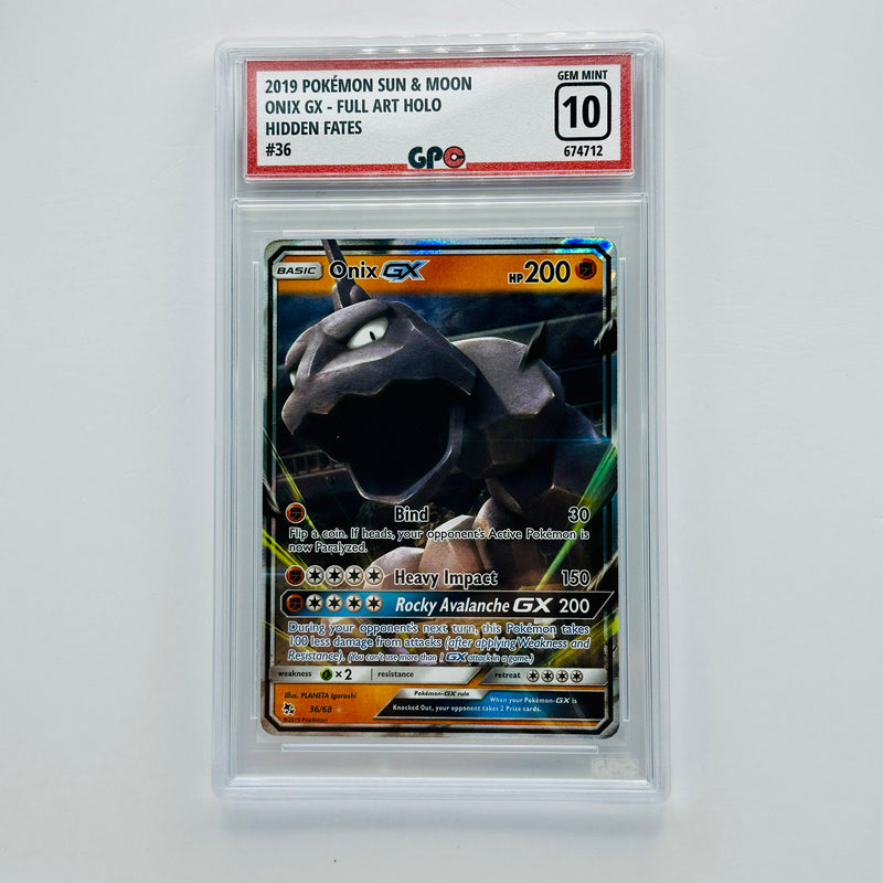 GPC 10 Onix GX Full Art Holo #36 2019 S&M Series Hidden Fates