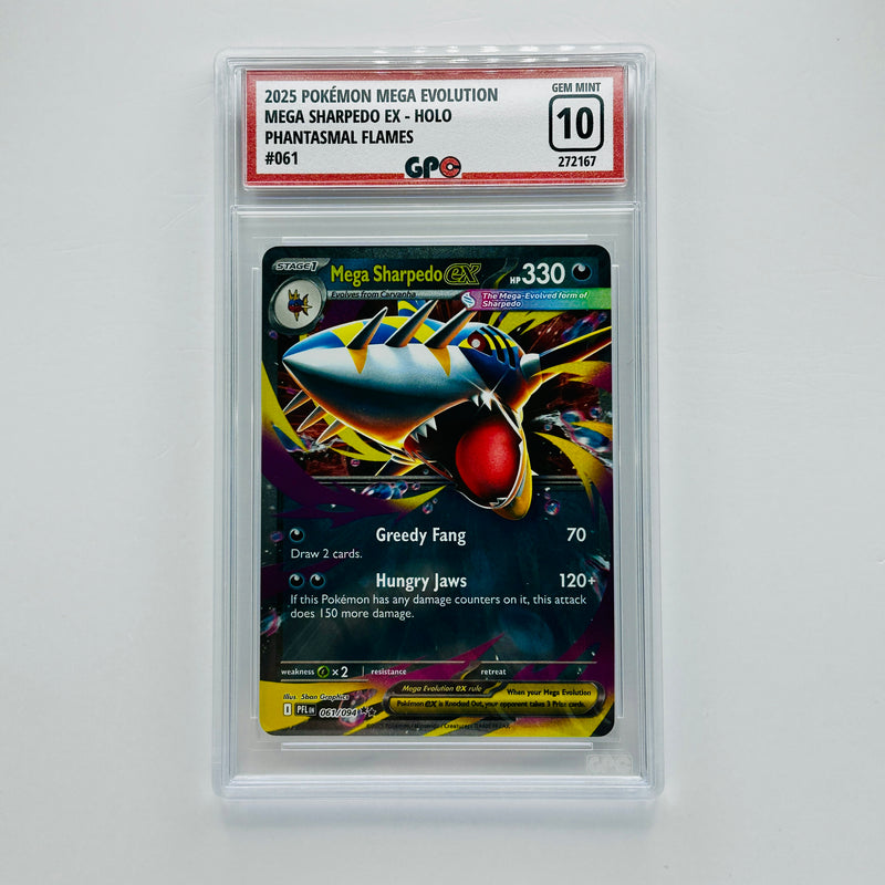 GPC 10 Mega Sharpedo Ex Holo #061 2025 Mega Evolution Phantasmal Flames