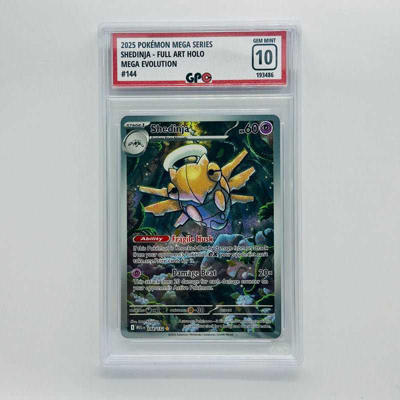 GPC 10 Shedinja Full Art Holo #144 2025 Mega Evolution Series Base Set