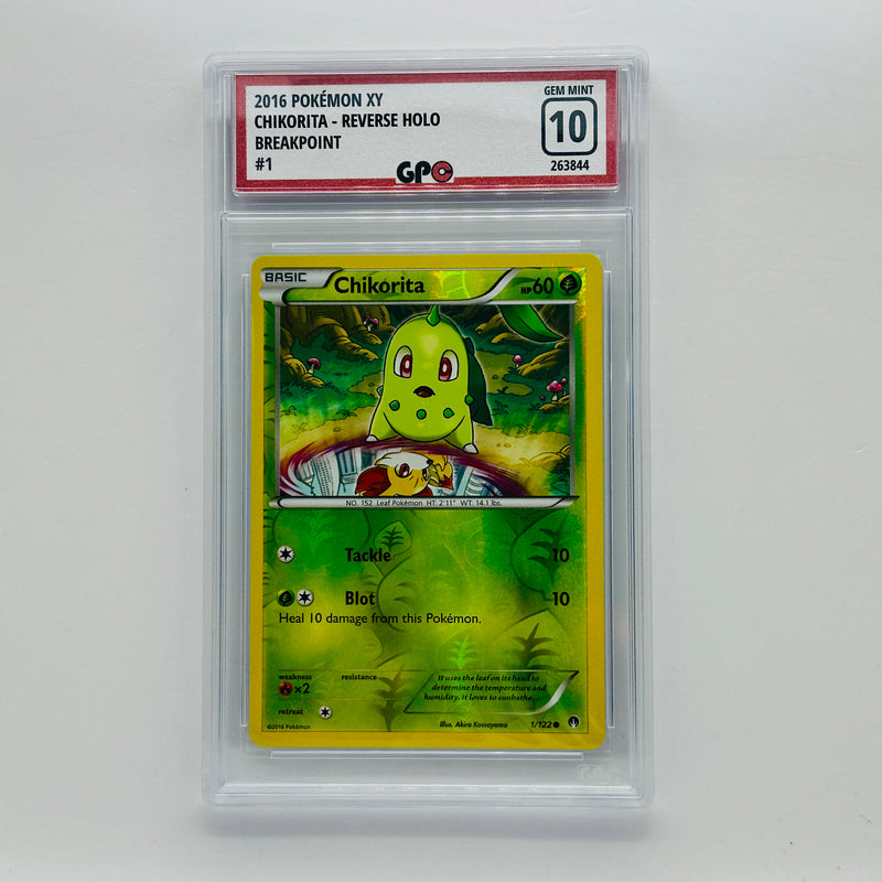 GPC 10 Chikorita Reverse Holo #1 2016 XY Series BREAKpoint