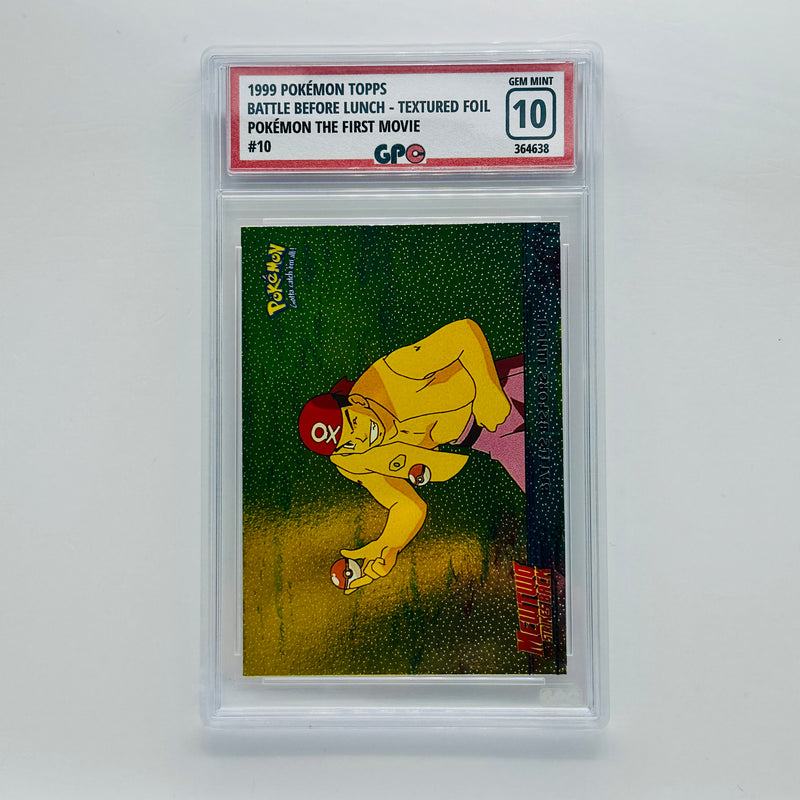 GPC 10 Battle Before Lunch Textured Foil #10 1999 Topps Pokemon The First Movie
