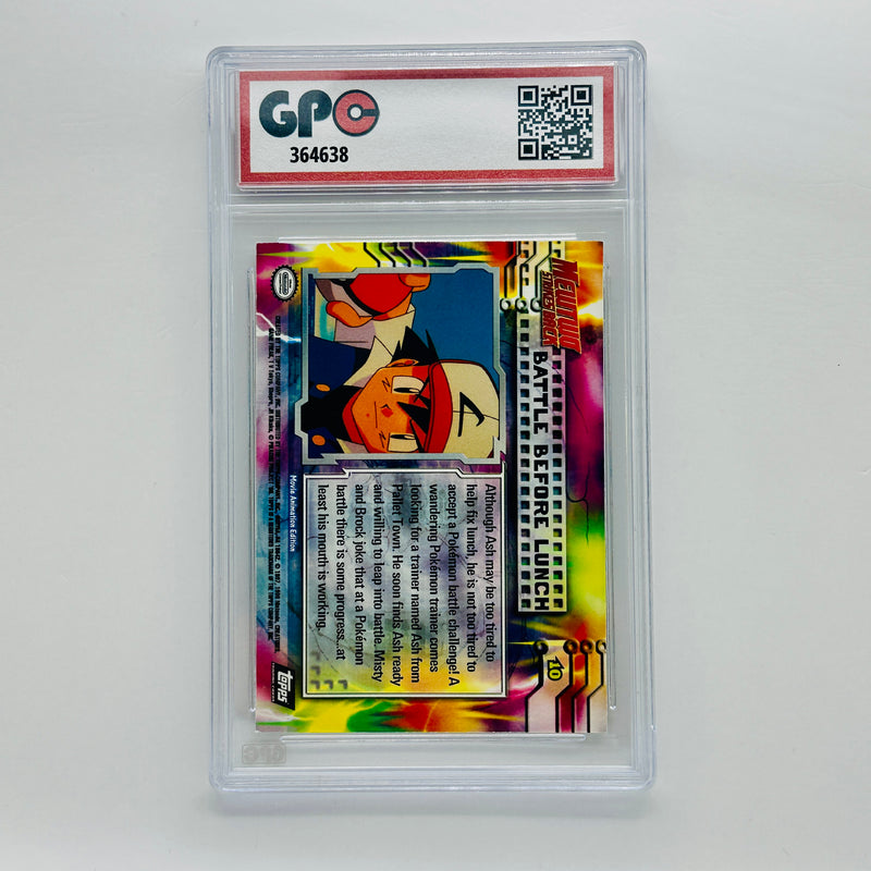 GPC 10 Battle Before Lunch Textured Foil #10 1999 Topps Pokemon The First Movie